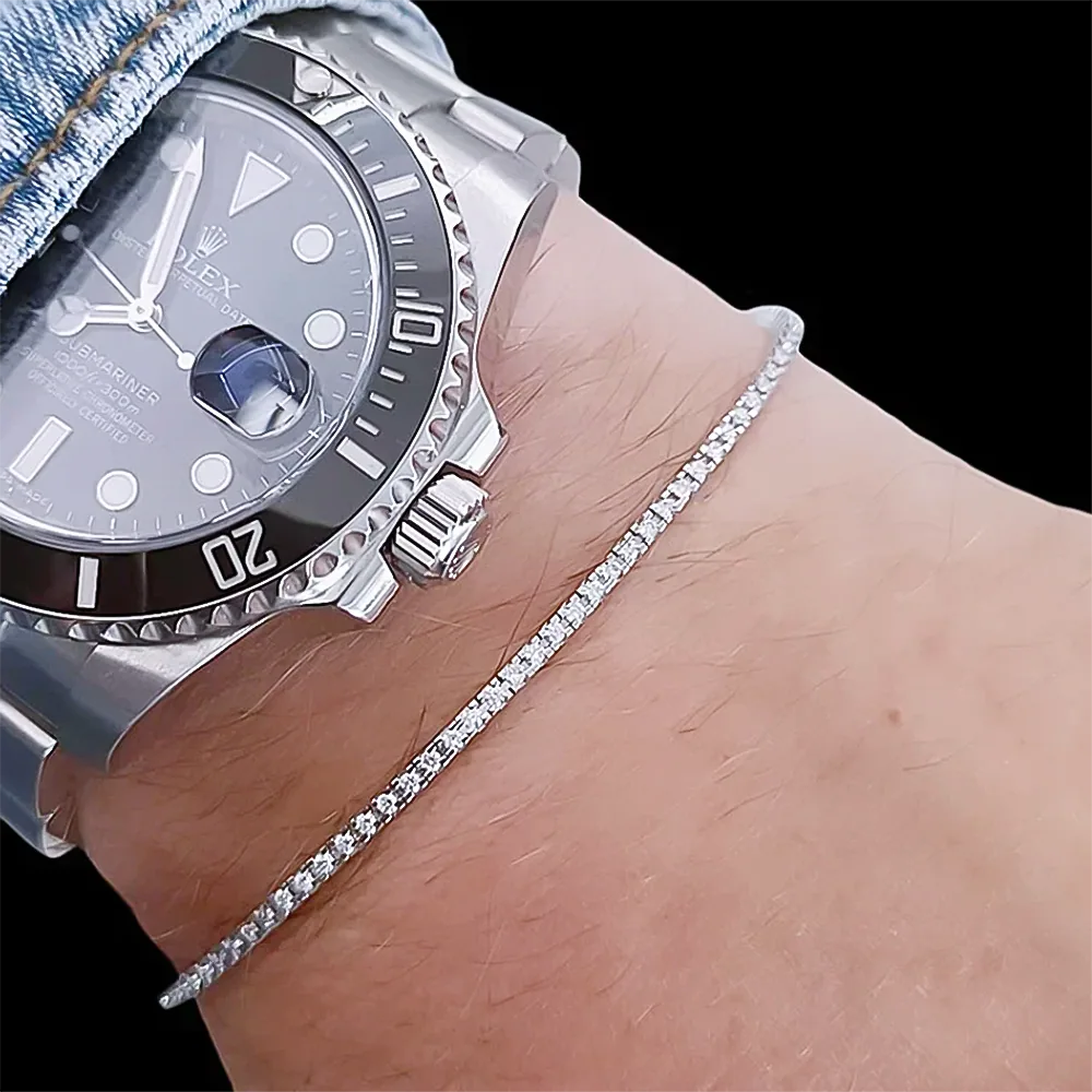 14k White Gold Natural Diamond Round 2.98CT Anniversary Gift Tennis Bracelet - view 3