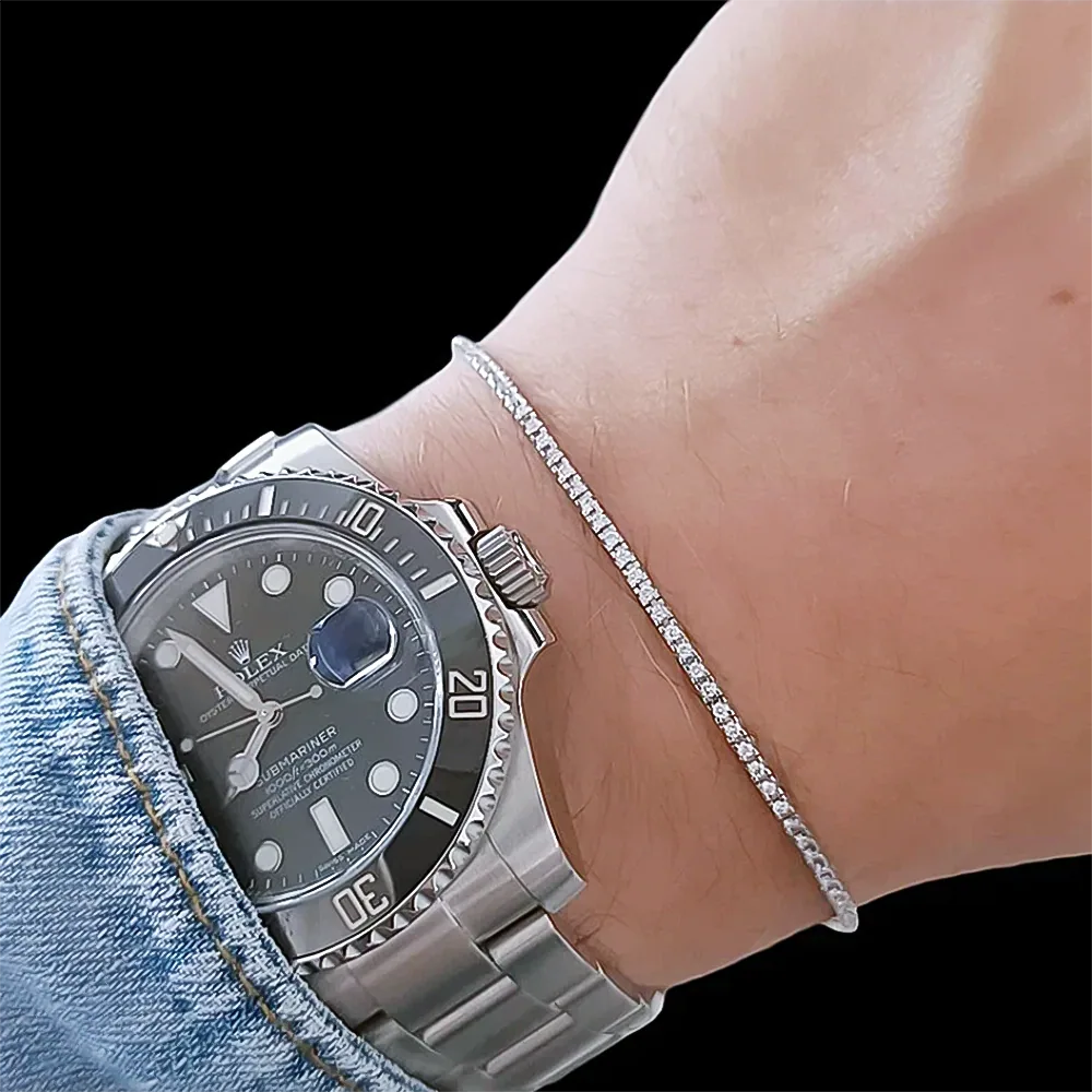 14k White Gold Natural Diamond Round 2.98CT Anniversary Gift Tennis Bracelet - view 4