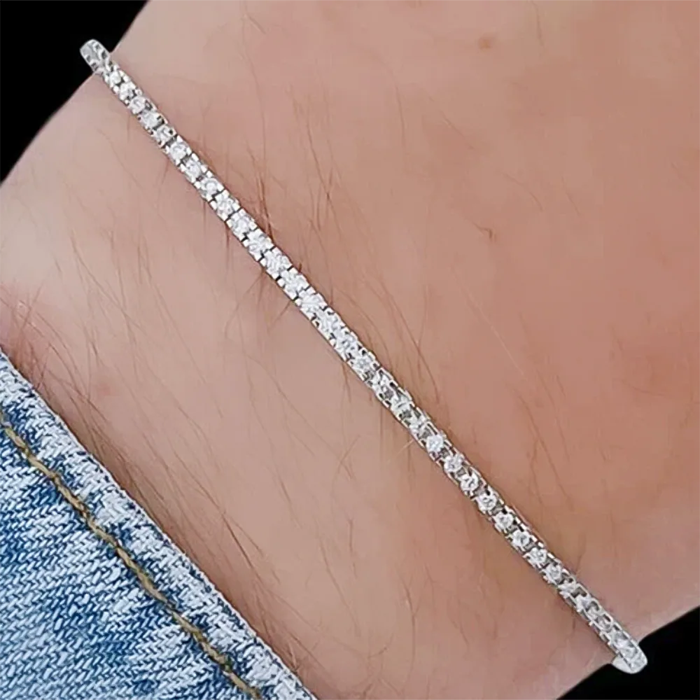 14k White Gold Natural Diamond Round 2.98CT Anniversary Gift Tennis Bracelet - view 5