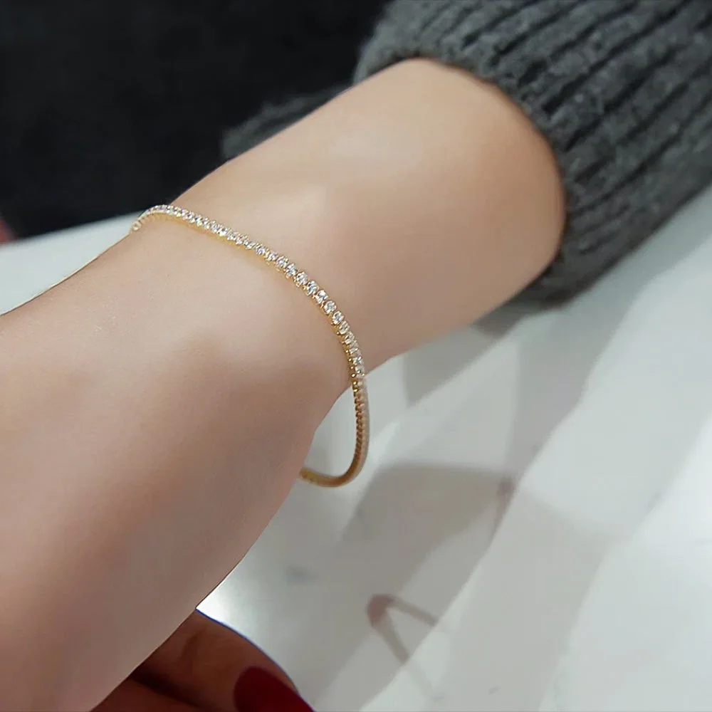 Certified GH/SI 3.80Ct Round Natural Diamond Tennis Bracelet 14Kt Yellow Gold - view 5