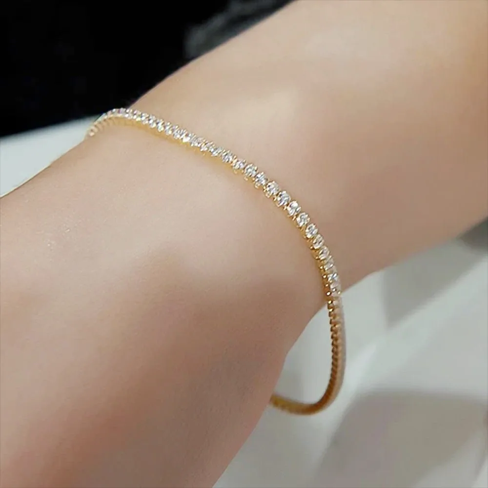 Certified GH/SI 3.80Ct Round Natural Diamond Tennis Bracelet 14Kt Yellow Gold - view 6