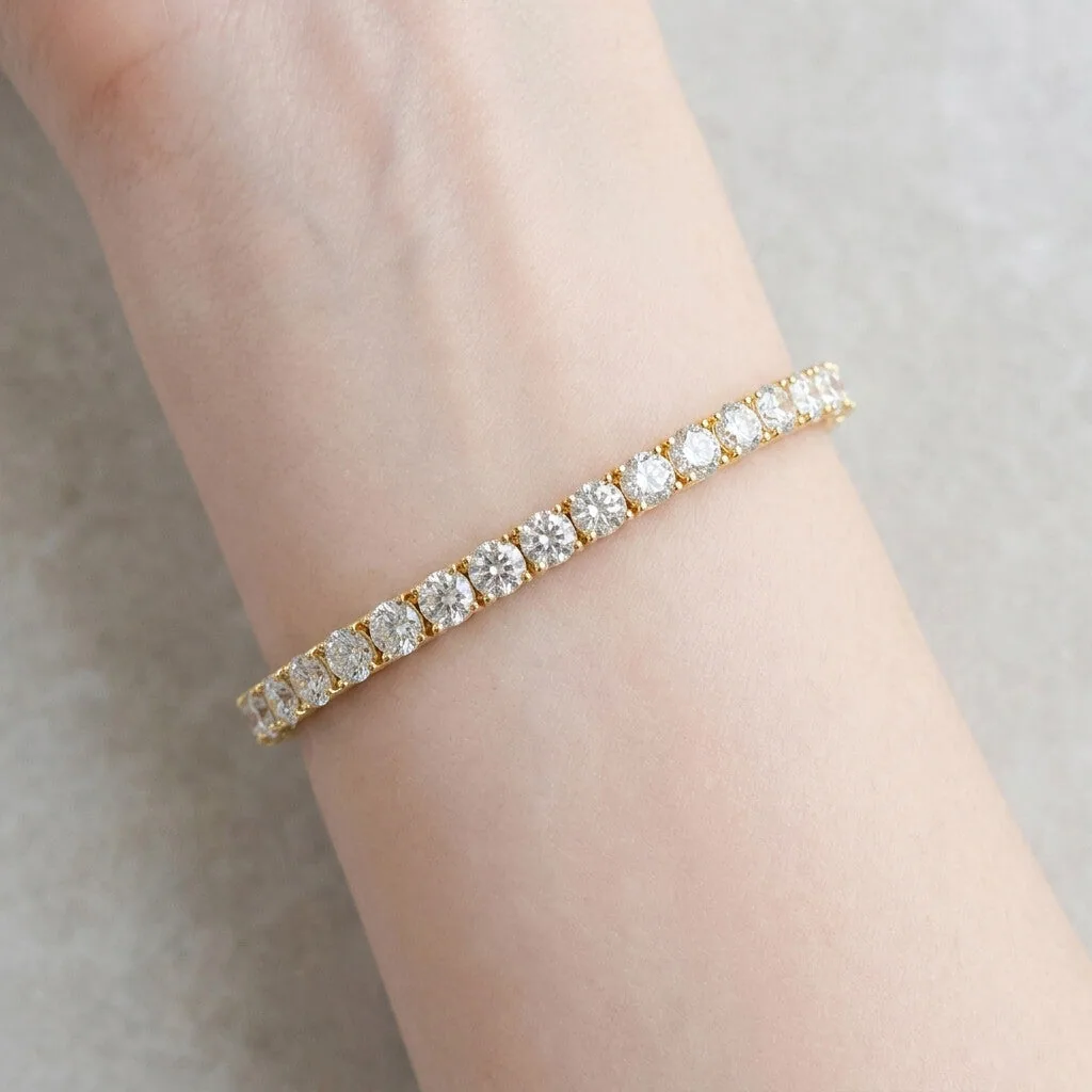 Sparkling 9.50Ct Natural Diamond Tennis Bracelet 14k Yellow Gold Certified Round - view 3