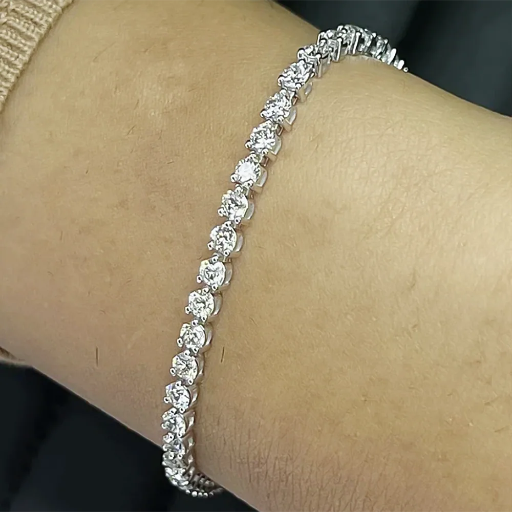 Certified Lab-Grown Diamond Birthday Propose Gift Tennis Bracelet 14k White Gold - view 2