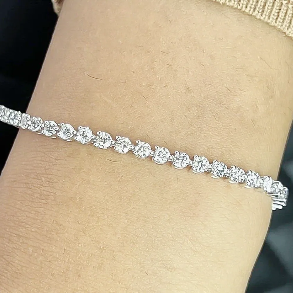 Certified Lab-Grown Diamond Birthday Propose Gift Tennis Bracelet 14k White Gold - view 3