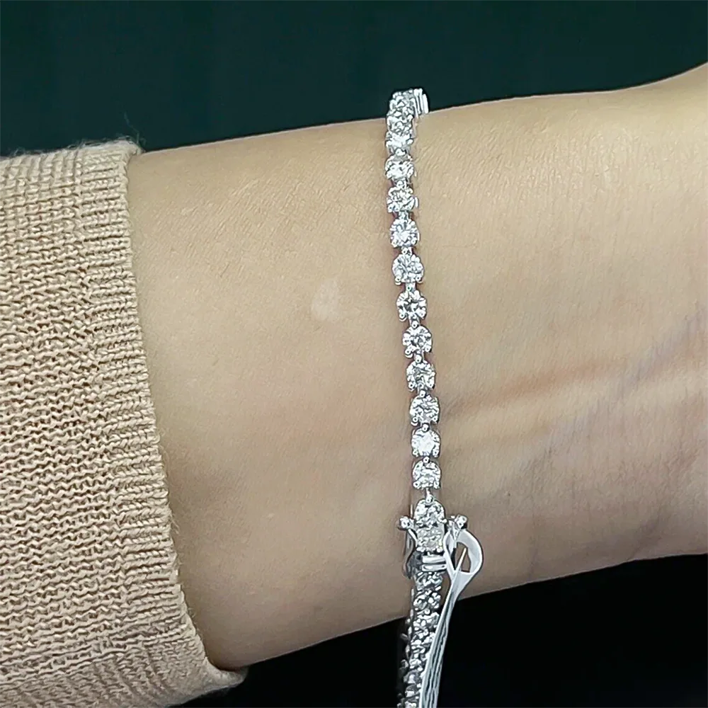 Certified Lab-Grown Diamond Birthday Propose Gift Tennis Bracelet 14k White Gold - view 4
