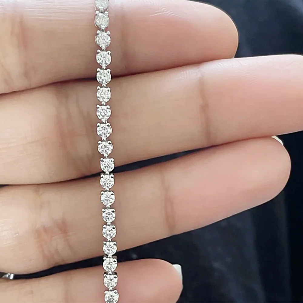 Certified Lab-Grown Diamond Birthday Propose Gift Tennis Bracelet 14k White Gold - view 5