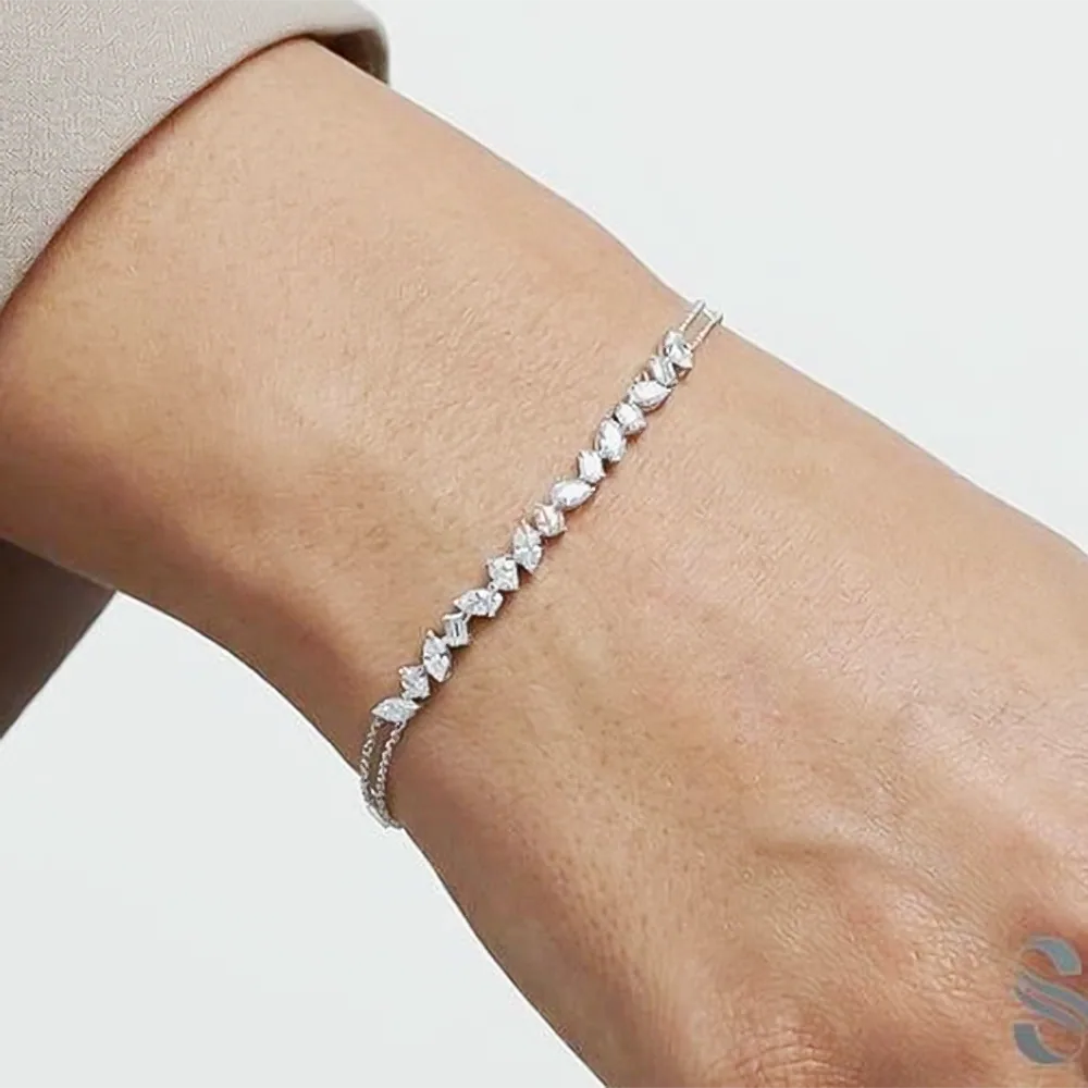 Fancy Charm Marquise Cut Natural Diamond Wedding Chain Tennis Bracelet 14k Gold - view 4