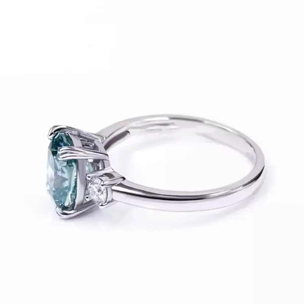 3.20 ct DEW Round Blue Moissanite Solitaire Ring – Bridal Jewelry – 18K Gold Vermeil - view 3