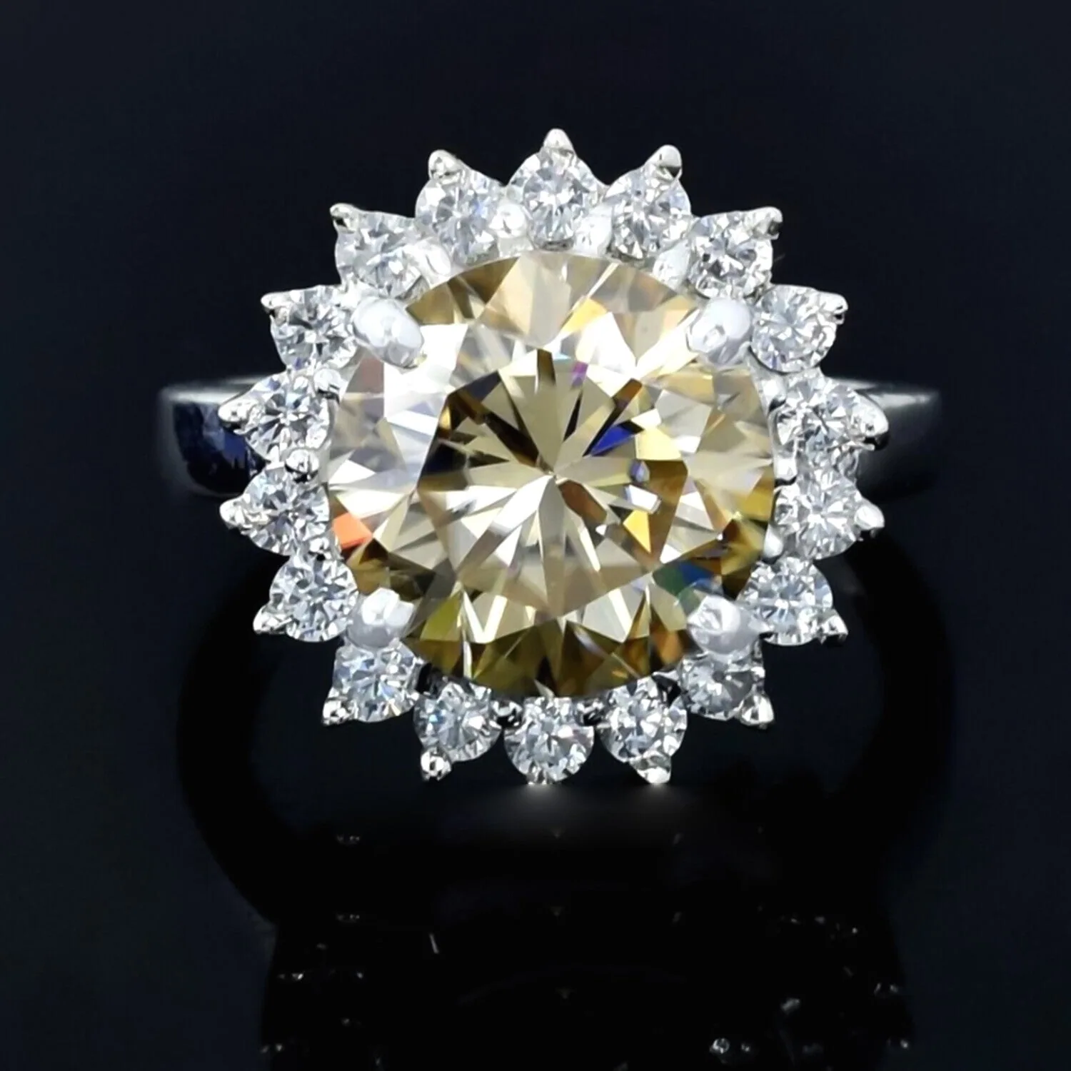 5.40 ct DEW Champagne Solitaire Moissanite Ring – 4th of July Gift – 18K Gold Vermeil - view 2