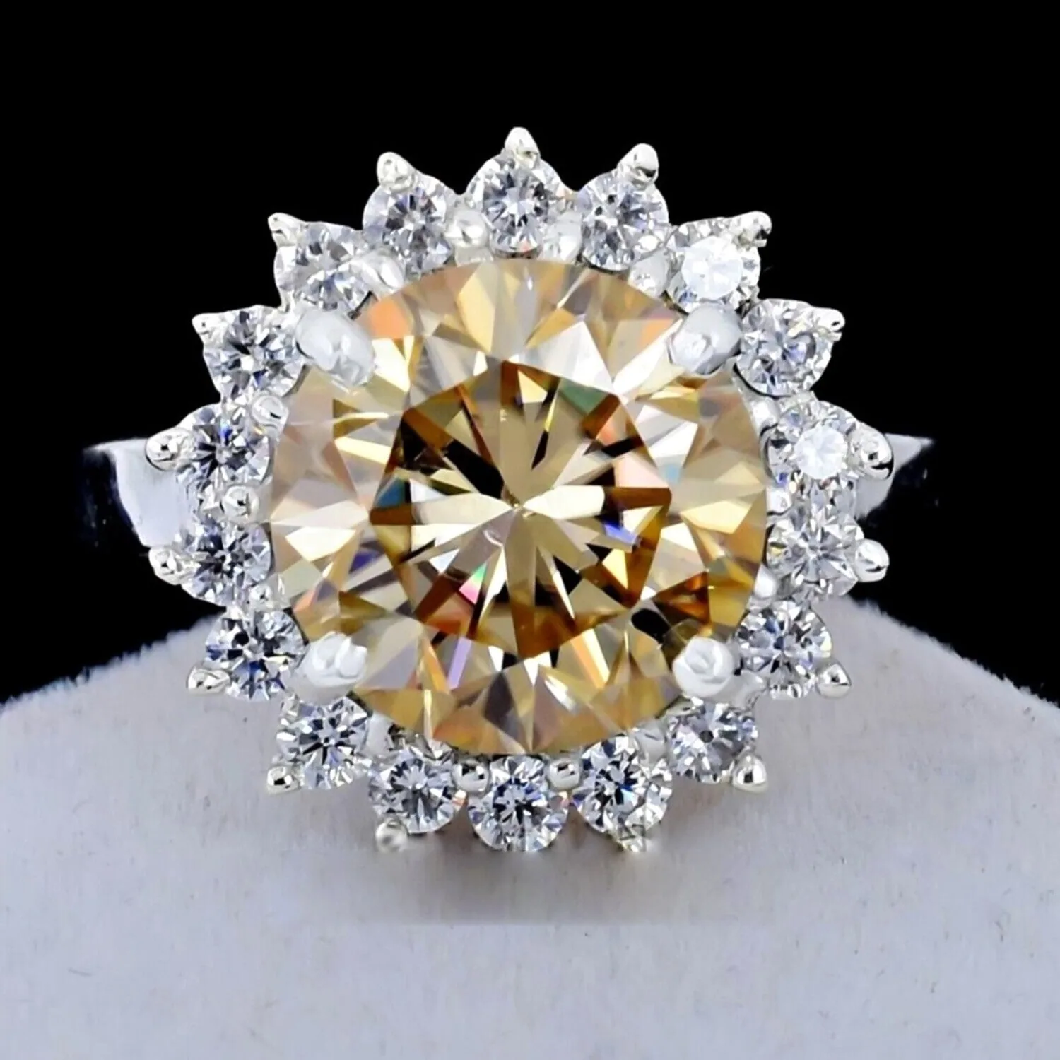 5.40 ct DEW Champagne Solitaire Moissanite Ring – 4th of July Gift – 18K Gold Vermeil - view 3