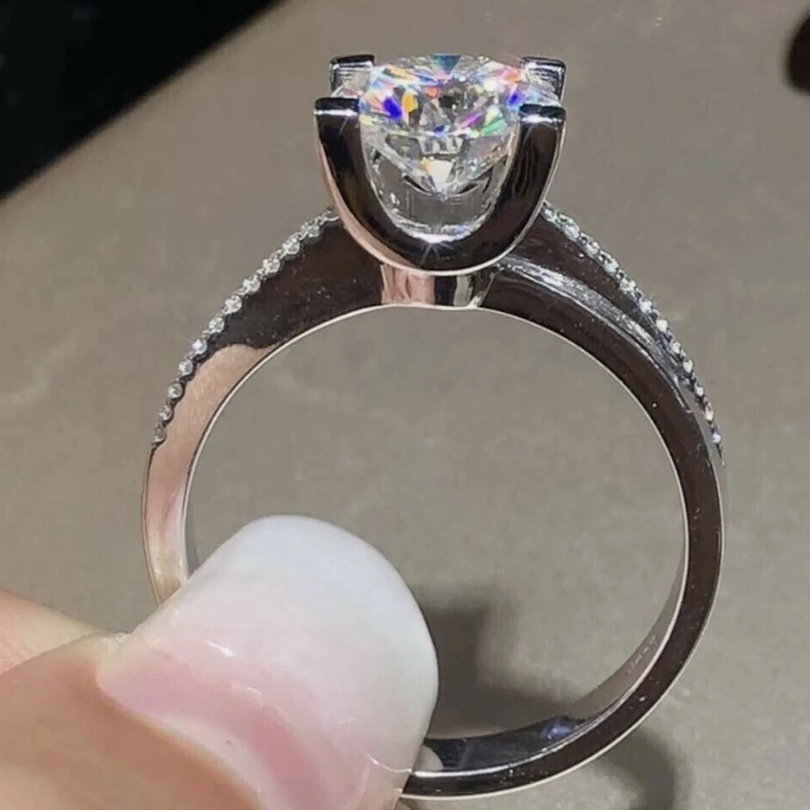 2.90 ct DEW Cushion Cut White Moissanite Ring – Birthday Gift for Her – 18K Gold Vermeil - view 4