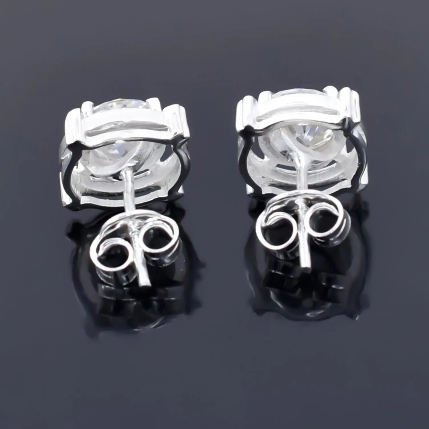 2 ct DEW Certified Treated White Moissanite Solitaire Studs Great Shine 18K Gold Plated - view 5