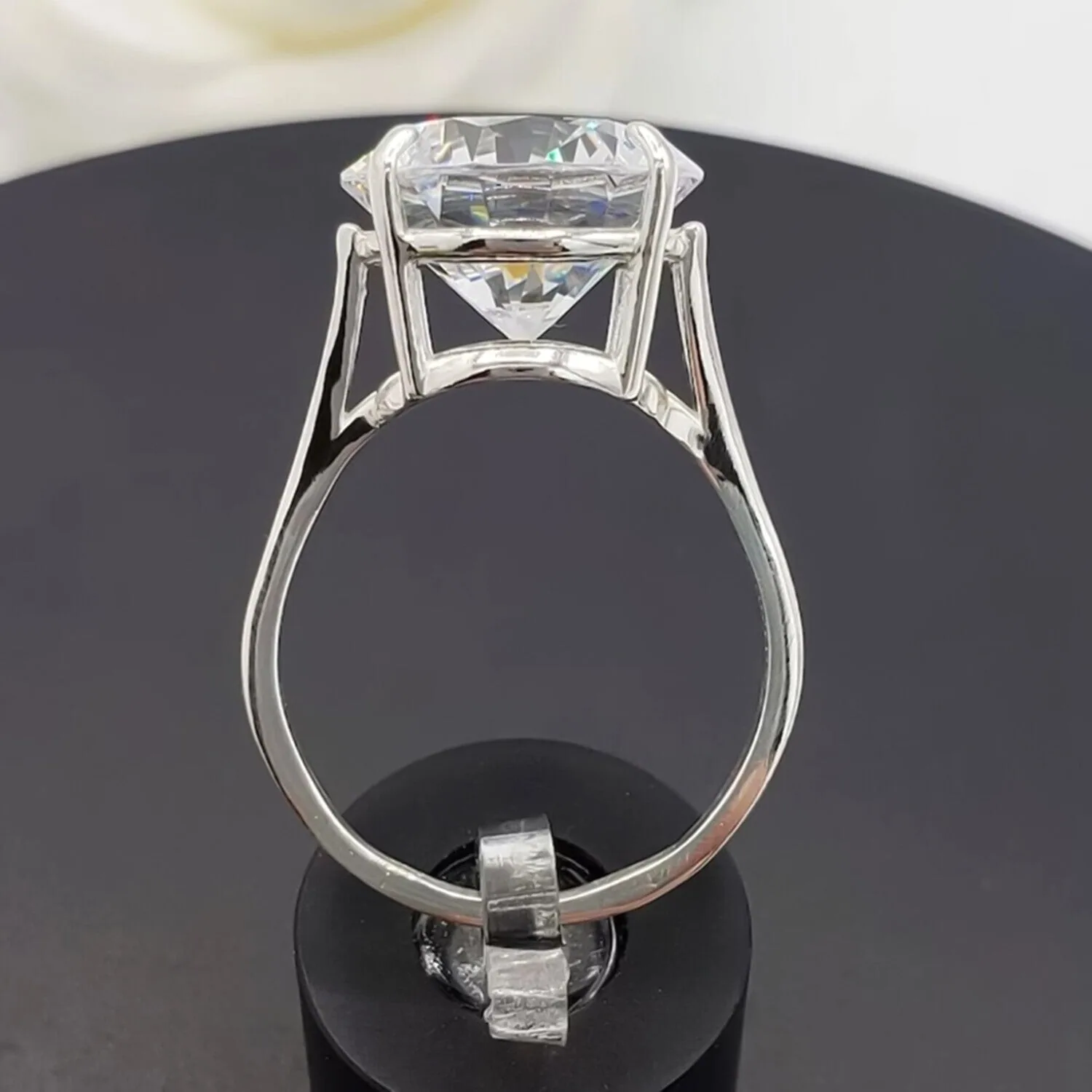 9.70 ct DEW Off White Moissanite Ring Sparkle Gift for Her Birthday – 18K Gold Vermeil - view 5
