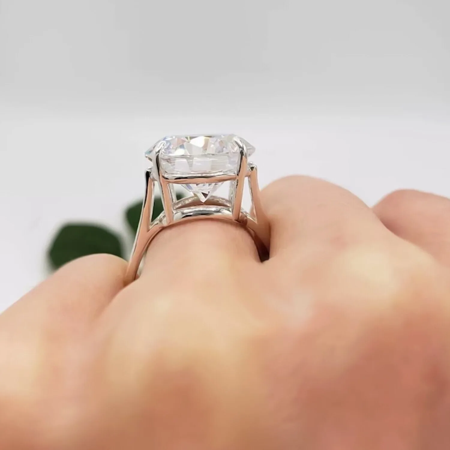 9.70 ct DEW Off White Moissanite Ring Sparkle Gift for Her Birthday – 18K Gold Vermeil - view 4
