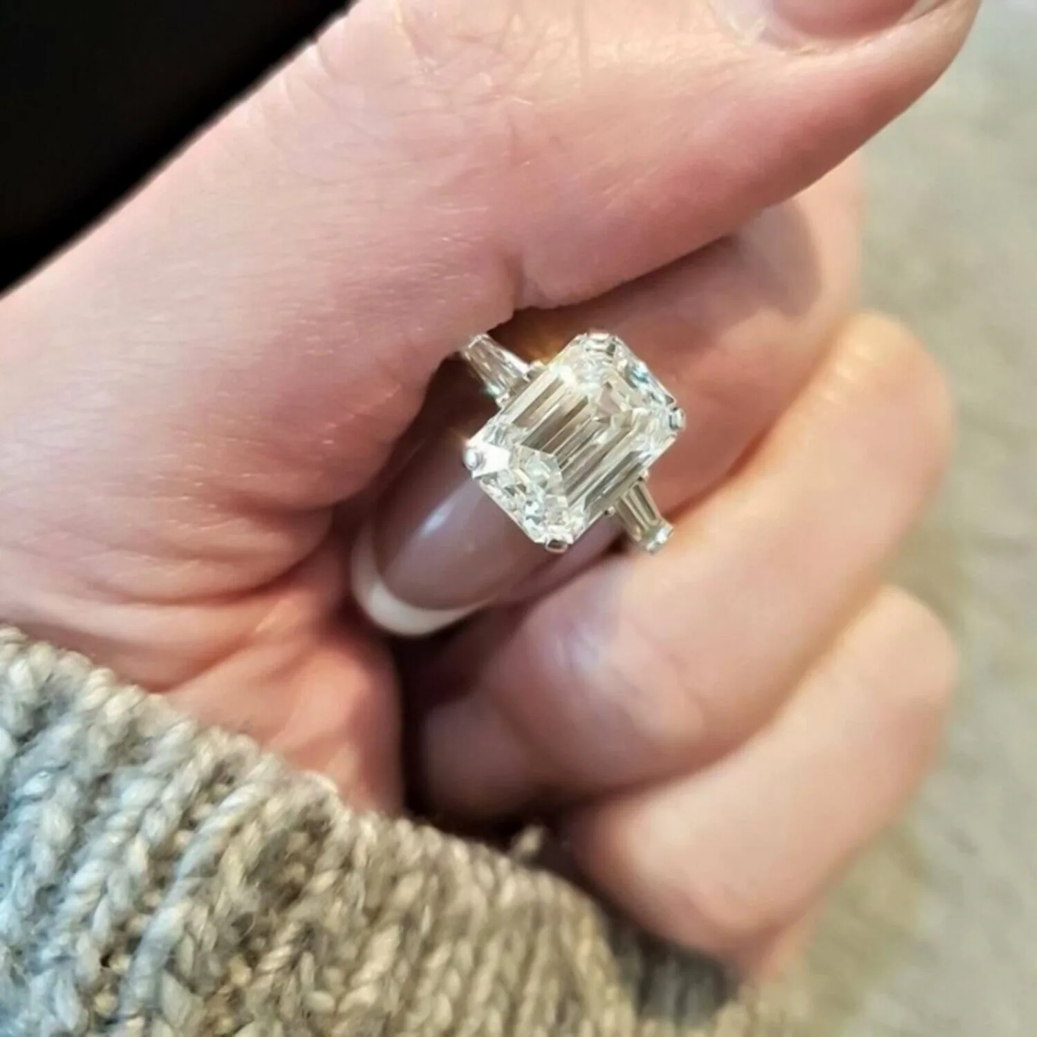 4.20 ct DEW White Emerald Cut Treated Moissanite Solitaire Ring – 18K Gold Vermeil - view 5