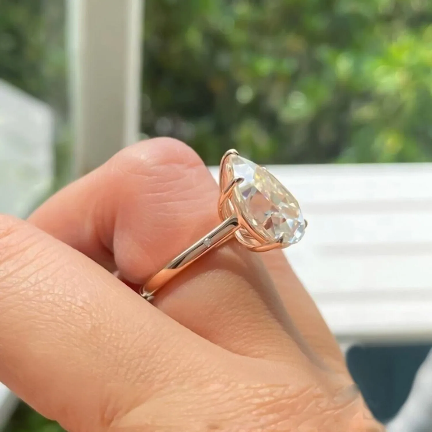 10.50 ct DEW Off White Treated Moissanite Solitaire Ring in 18K Gold Plated – Gift - view 5