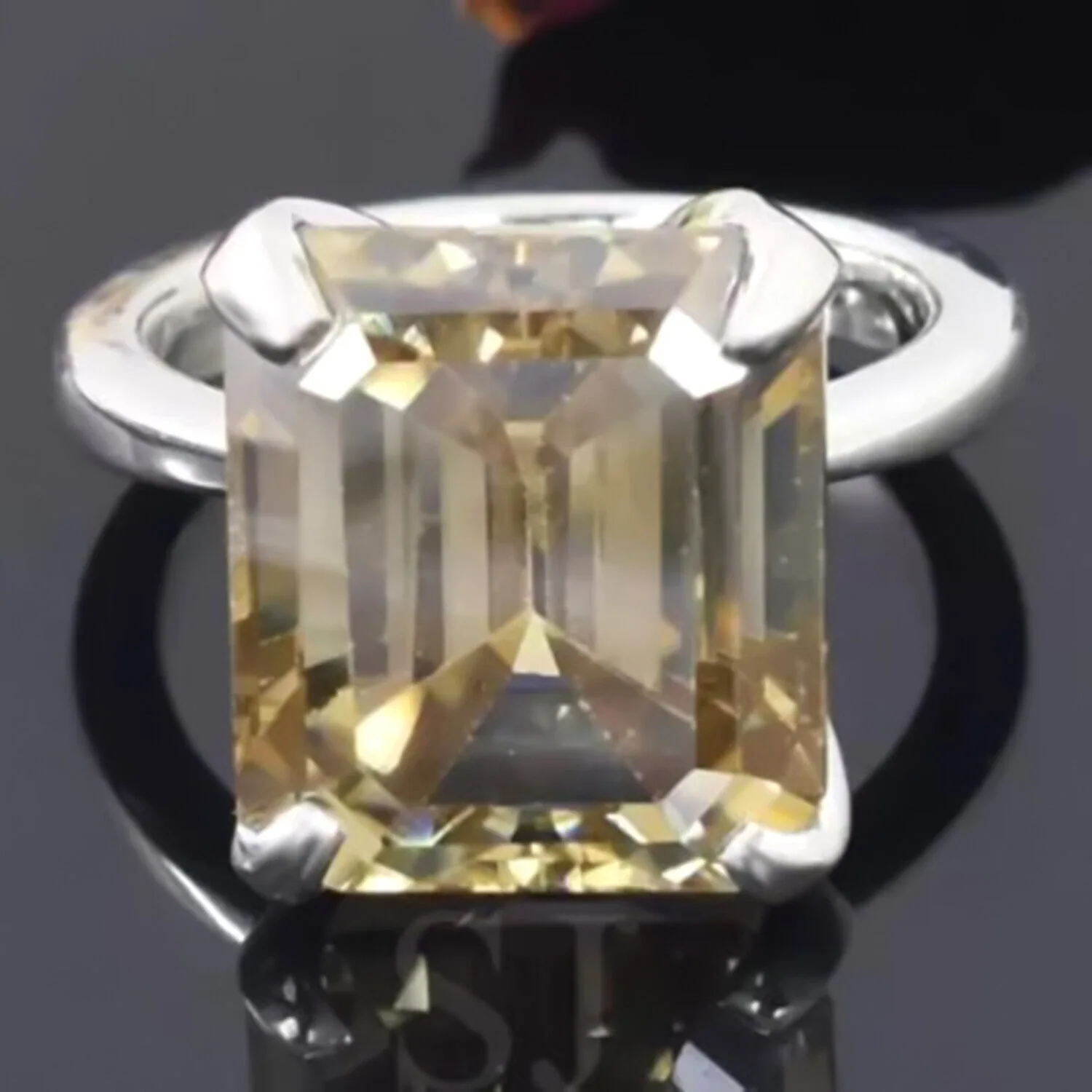 8.50 ct DEW Emerald Champagne Treated Moissanite Ring – Certified – 18K Gold Vermeil - view 2
