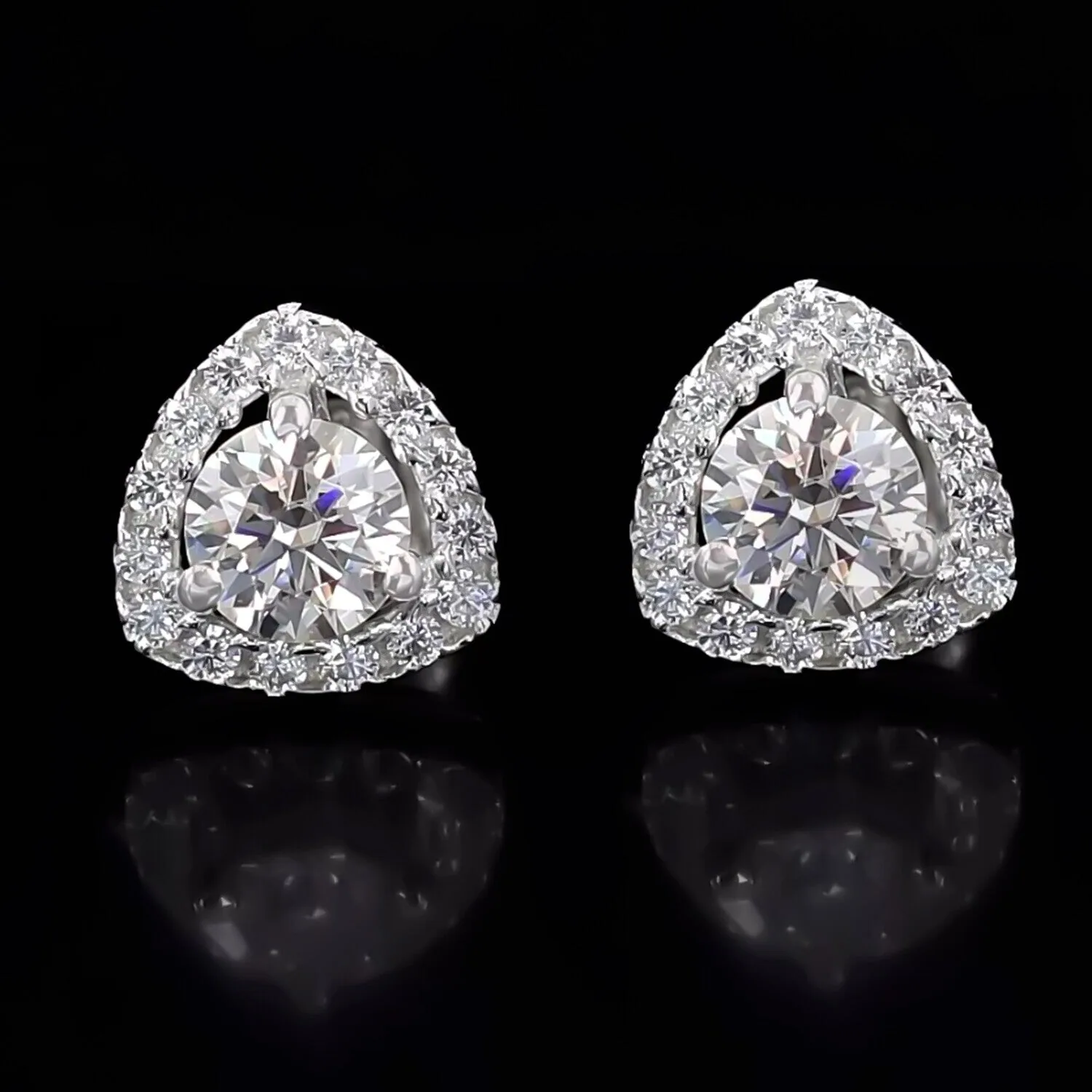 2.80 ct DEW Certified Treated White Moissanite Solitaire Studs Great Shine – 18K Gold Vermeil - view 4