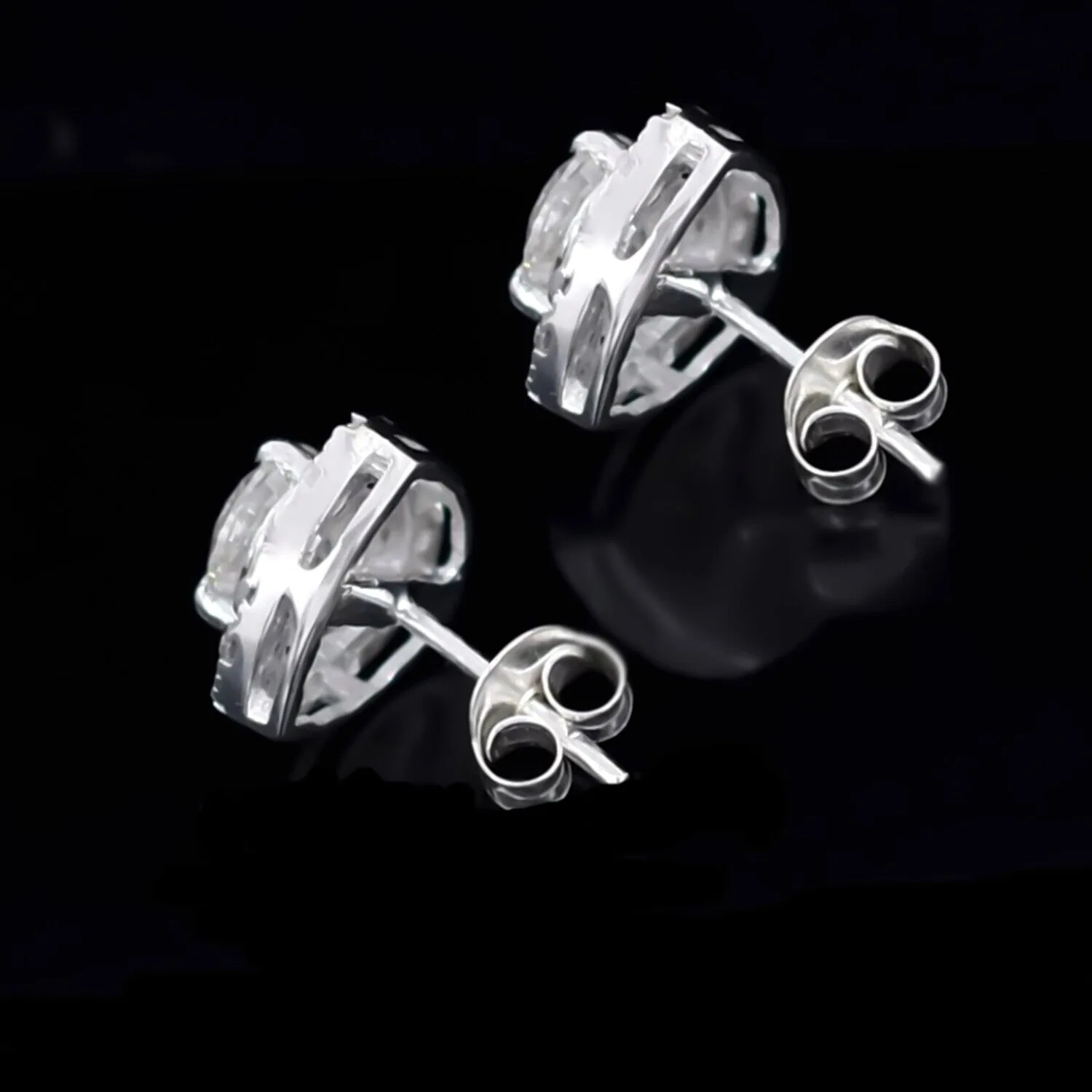 2.80 ct DEW Certified Treated White Moissanite Solitaire Studs Great Shine – 18K Gold Vermeil - view 3
