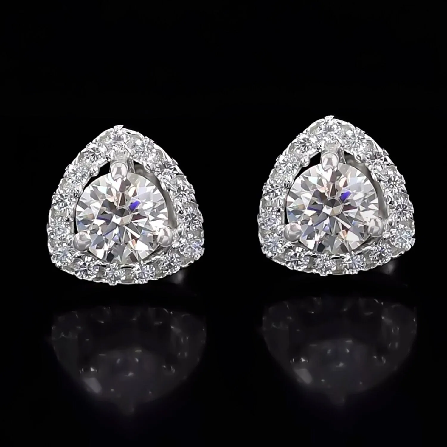 2.80 ct DEW Certified Treated White Moissanite Solitaire Studs Great Shine – 18K Gold Vermeil - view 2
