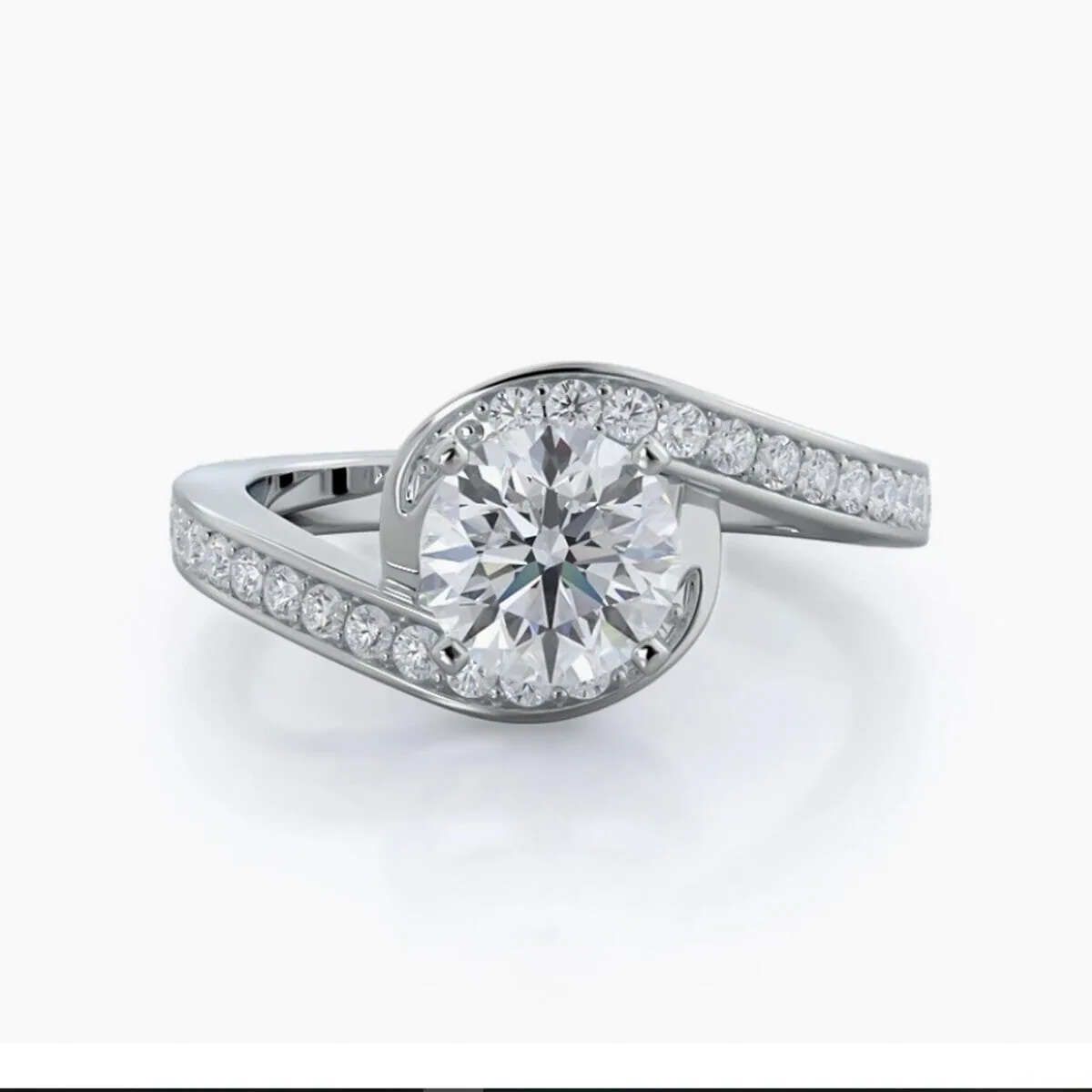 3.20 ct DEW Certified Round Cut White Moissanite Ring In For Engagement 18K Gold Plated