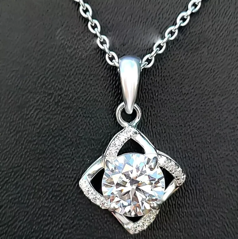 3.70 ct DEW F VS1 White Moissanite Pendant – Elegant Anniversary Gift – 18K Gold Vermeil - view 5