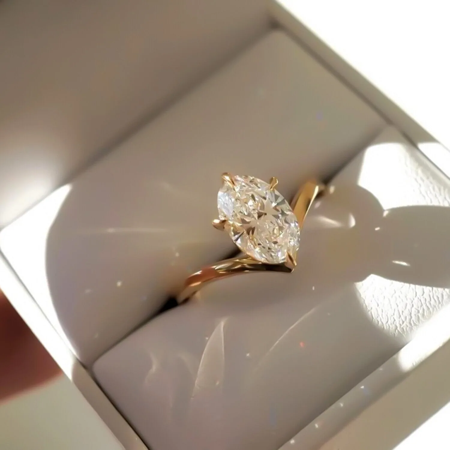 2.00 ct DEW Oval White Moissanite Solitaire Ring – Elegant Jewelry for Her Birthday 18K 18K Gold Plated - view 2