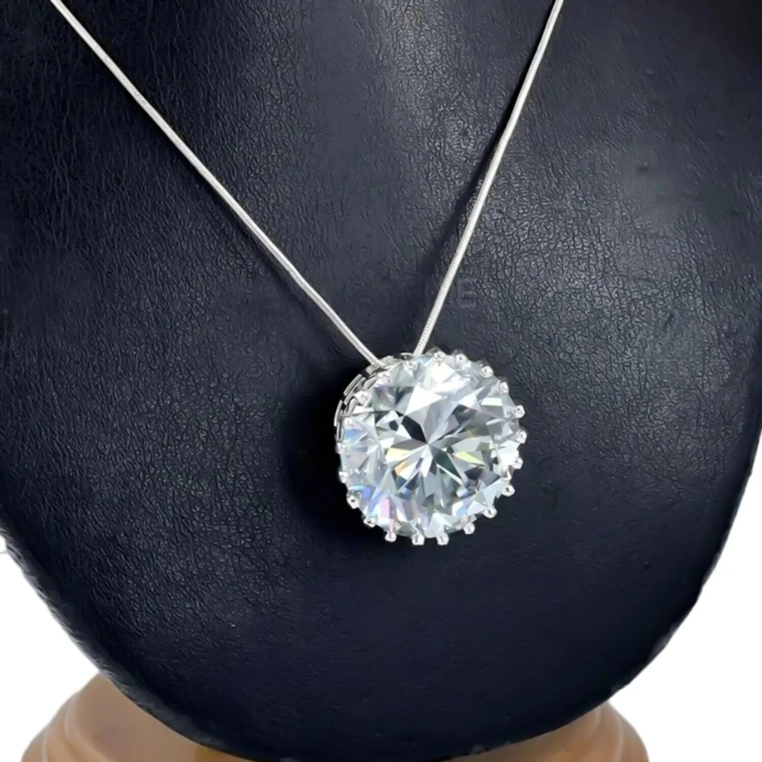 27 ct DEW Certified White Moissanite Solitaire Pendant Gold Vermeil Gift - view 3