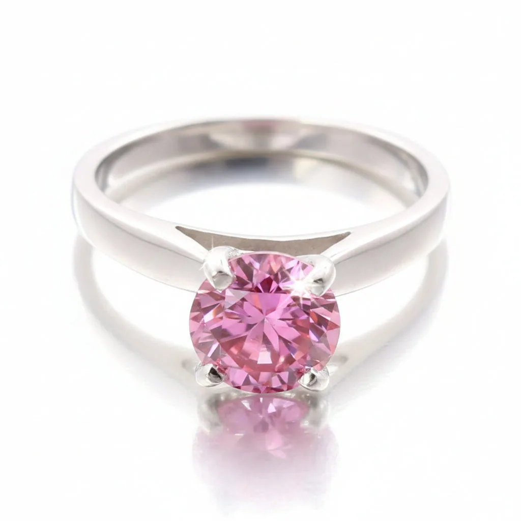 1.00 ct DEW Certified Pink Moissanite Ring – Birthday Gift for Her – 18K Gold Vermeil