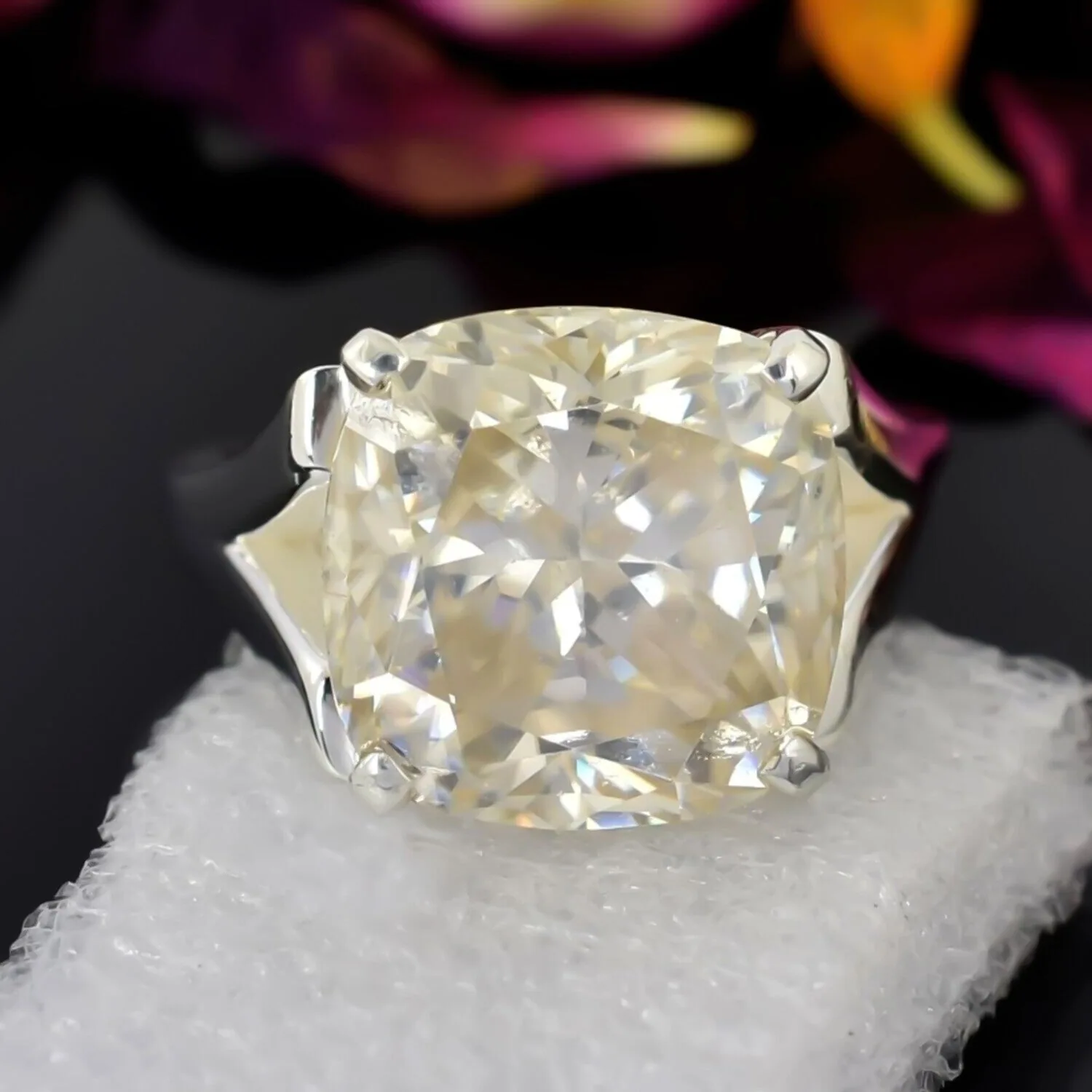 9.30 ct DEW Certified White Moissanite Ring – Luxury Gift for Women – 18K Gold Vermeil - view 2