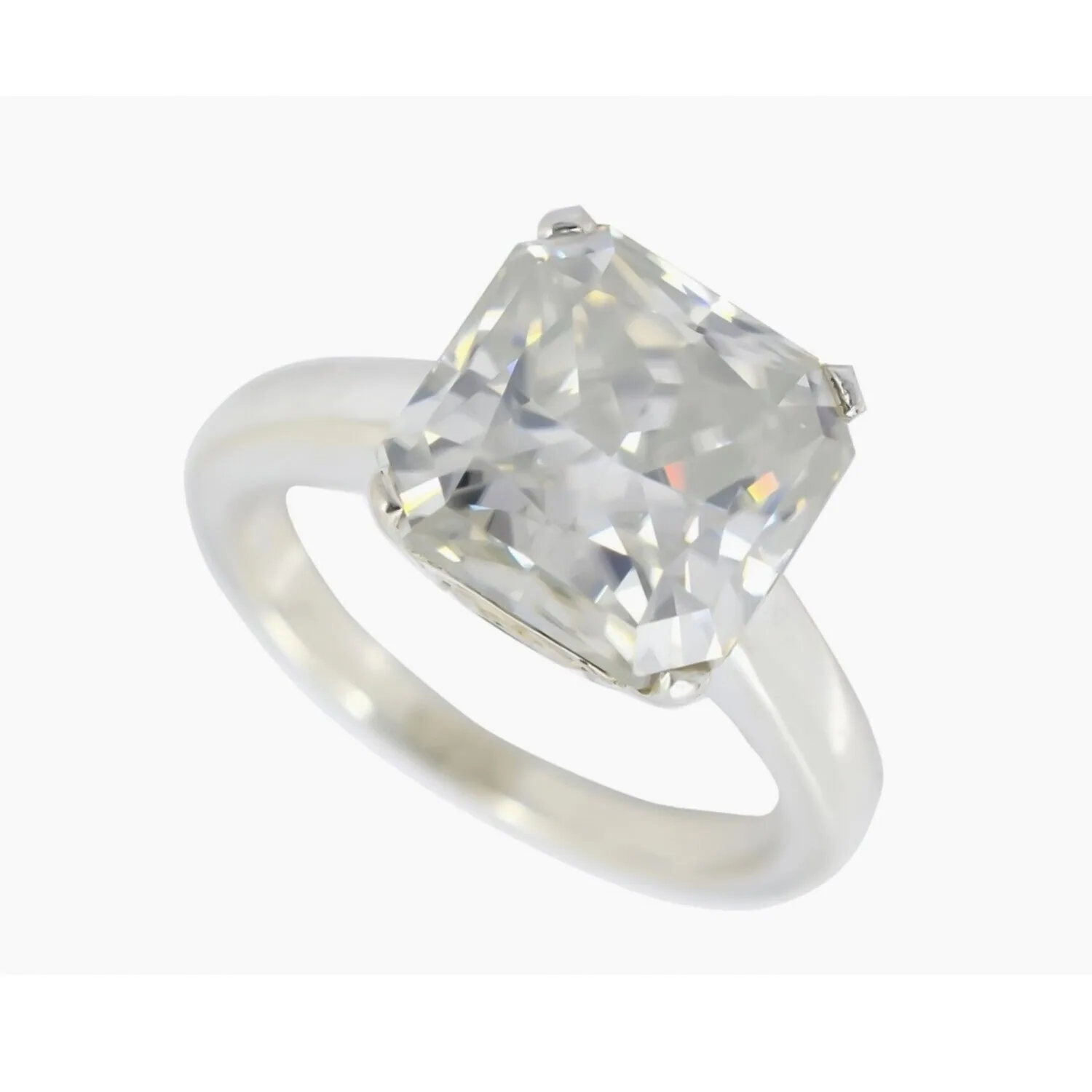 6.15 ct DEW Certified White Moissanite Solitaire Ring – Fall Gift for Her in Silver 18K 18K Gold Plated