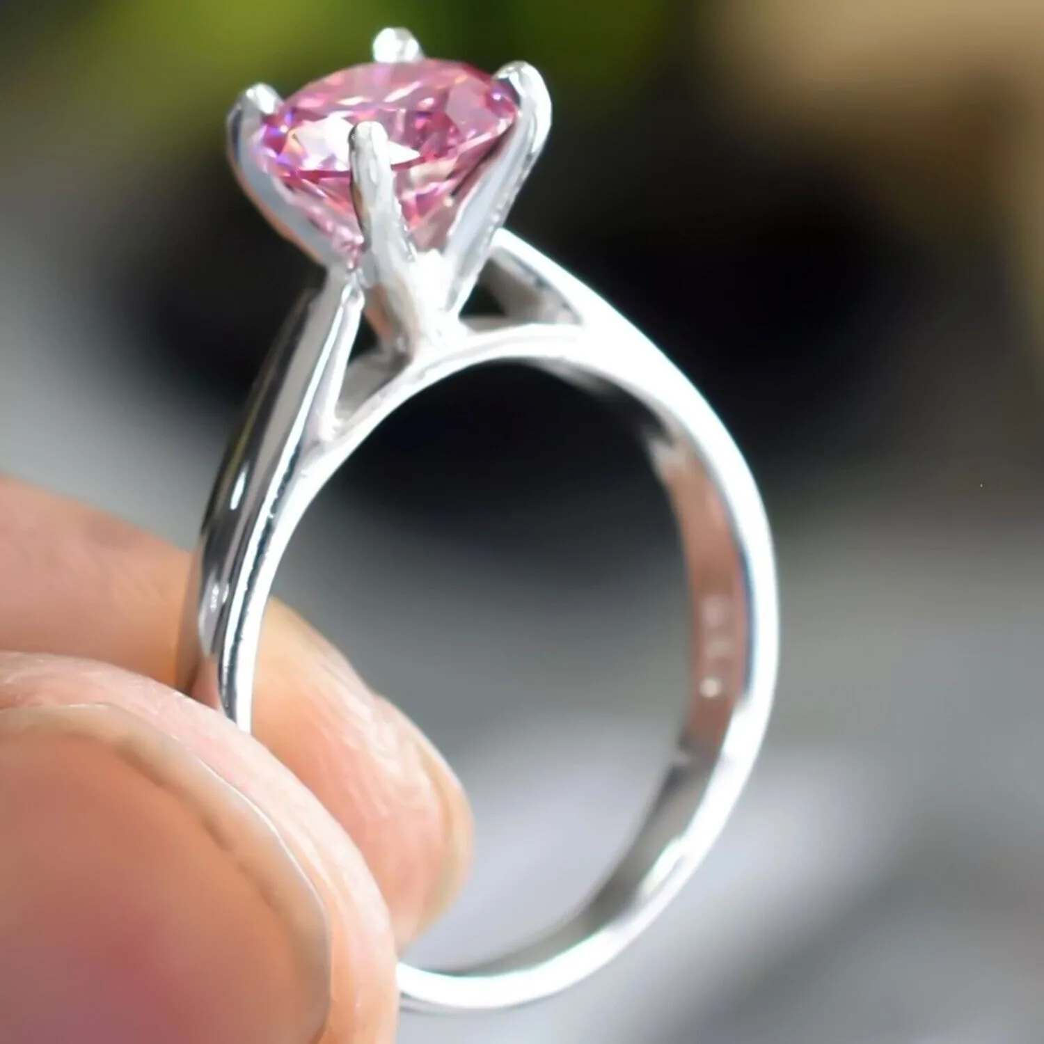 1.00 ct DEW Certified Pink Moissanite Ring – Birthday Gift for Her – 18K Gold Vermeil - view 4