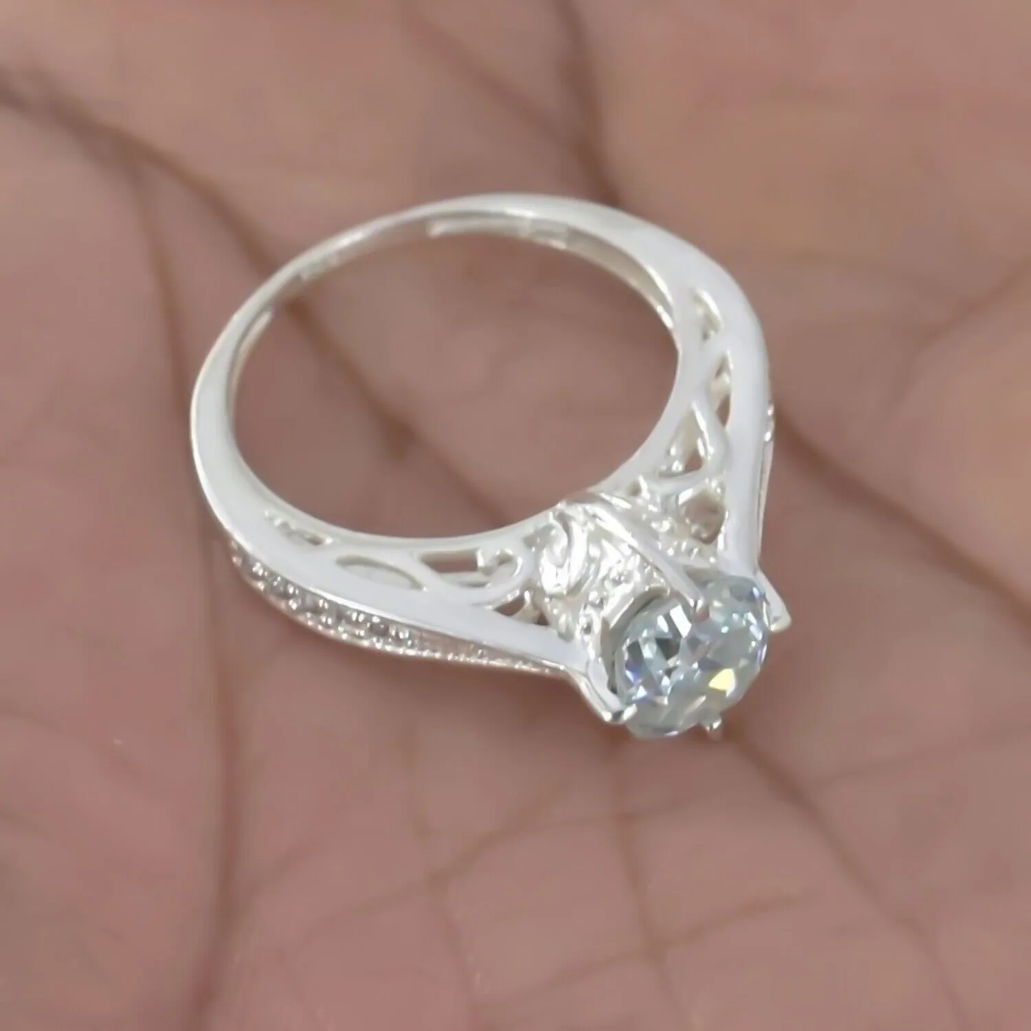 1.45 ct DEW Certified White Moissanite Ring – Birthday Gift for Her – 18K Gold Vermeil - view 3