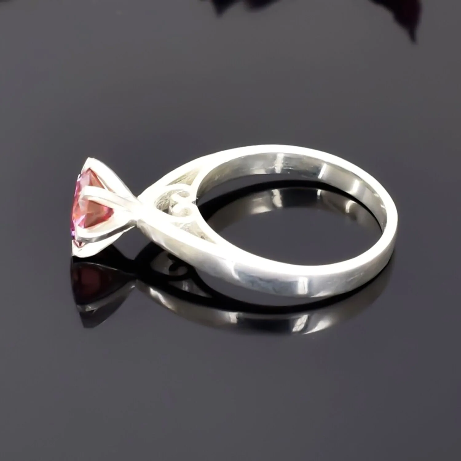 2.50 ct DEW Certified Pink Moissanite Engagement Ring – Gift for Her in 18K Gold Plated - view 4