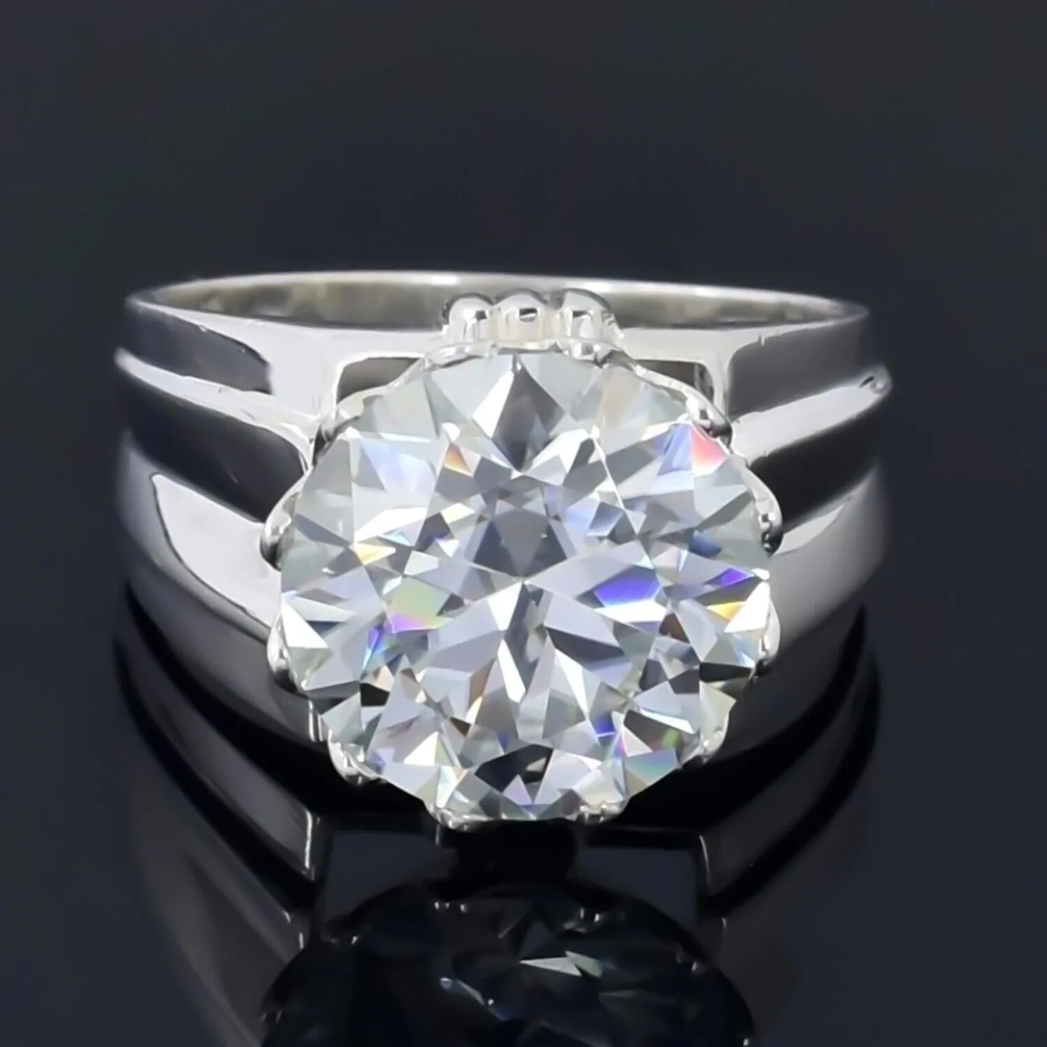 6.65 ct DEW Certified White Moissanite Ring – Anniversary Jewelry – 18K Gold Vermeil - view 2