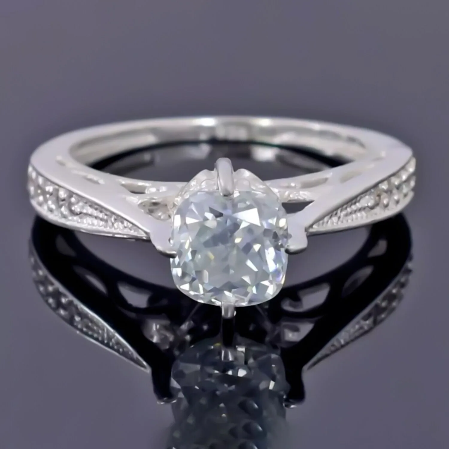 1.45 ct DEW Certified White Moissanite Ring – Birthday Gift for Her – 18K Gold Vermeil - view 4