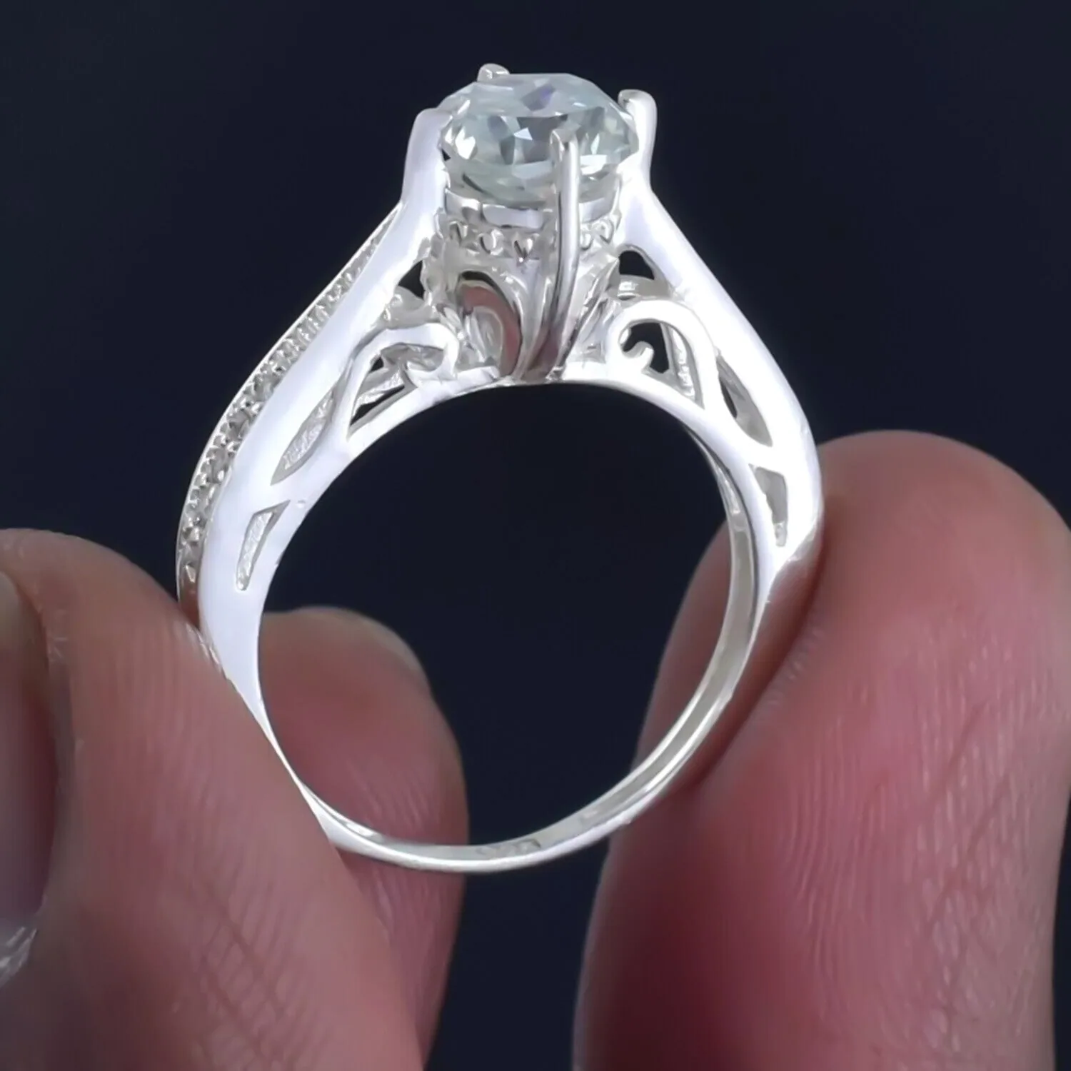 1.45 ct DEW Certified White Moissanite Ring – Birthday Gift for Her – 18K Gold Vermeil - view 2