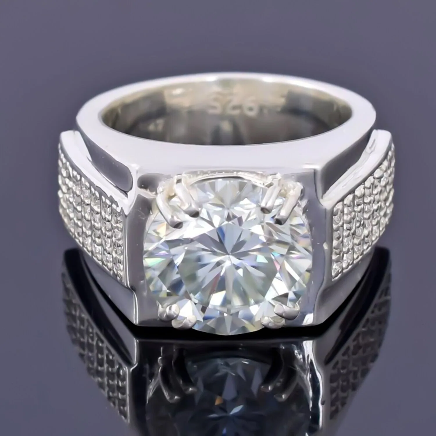 4.90 ct DEW Certified White Moissanite Ring – Wedding Jewelry – 18K Gold Vermeil - view 4