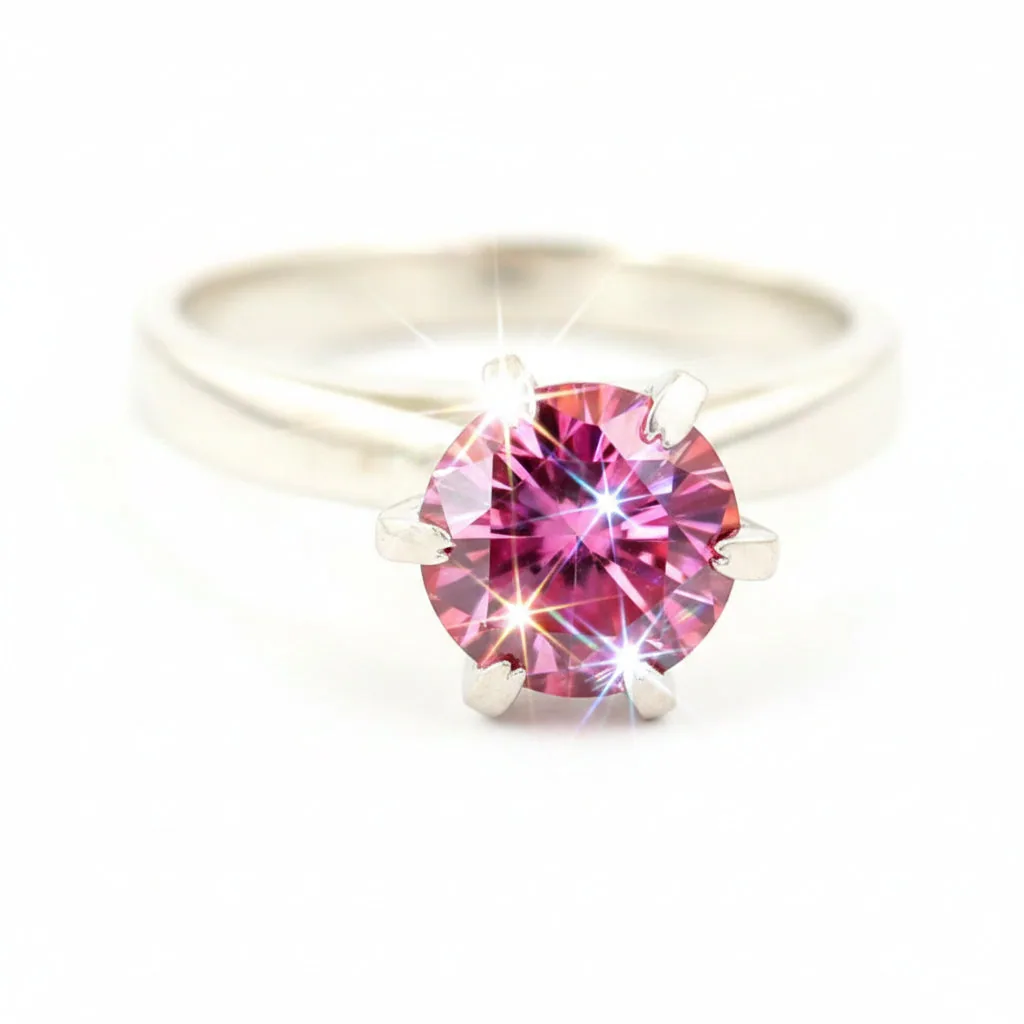 2.50 ct DEW Certified Pink Moissanite Engagement Ring – Gift for Her in 18K Gold Plated