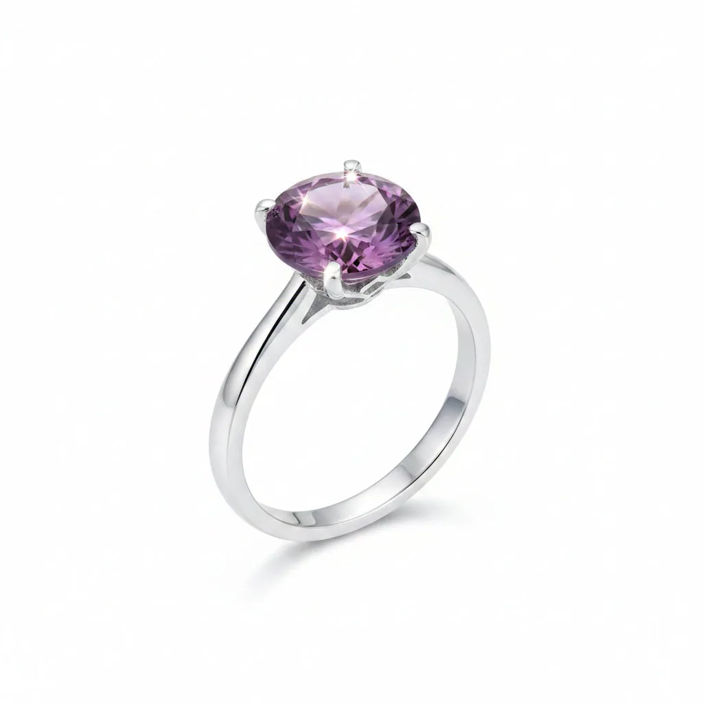 Certified 2 ct DEW Pink Moissanite Solitaire Ring in for Wife 18K Gold Plated