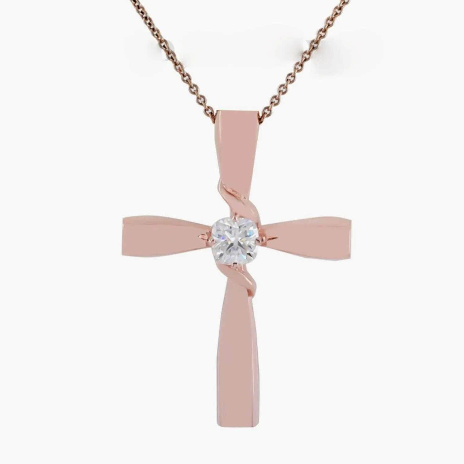 2.10 ct DEW White Cross Moissanite Pendant Certified Christian Gift – 18K Gold Vermeil
