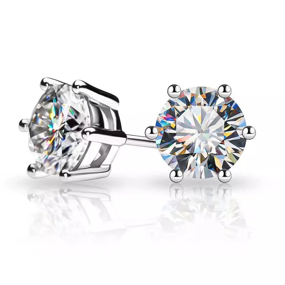 10.00ct DEW White Moissanite Round Solitaire Stud Earrings