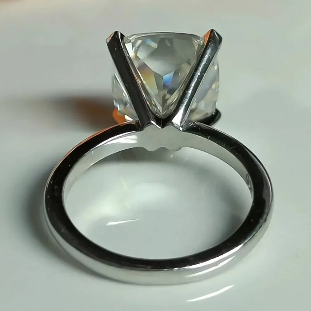Certified 2.60 Cts Cushion Cut White Moissanite Solitaire Ring – 18K Gold Vermeil - view 4
