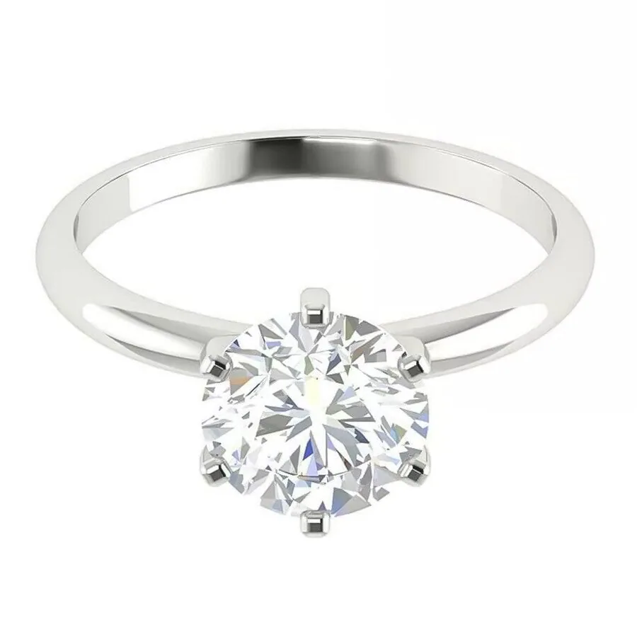 2.20 ct DEW Round Cut White Moissanite Solitaire in Engagement Ring – 18K Gold Vermeil