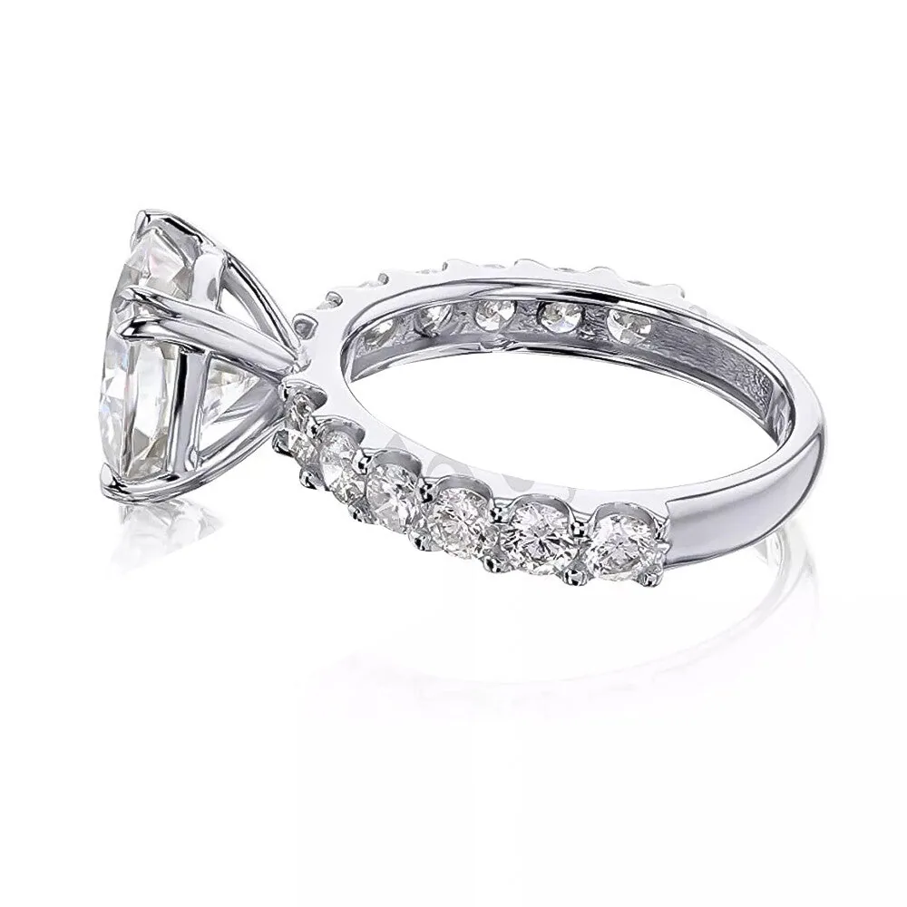 Certified 3.50 ct DEW Cushion Cut White Soliatire Moissanite Solitaire Ring – 18K Gold Vermeil - view 3