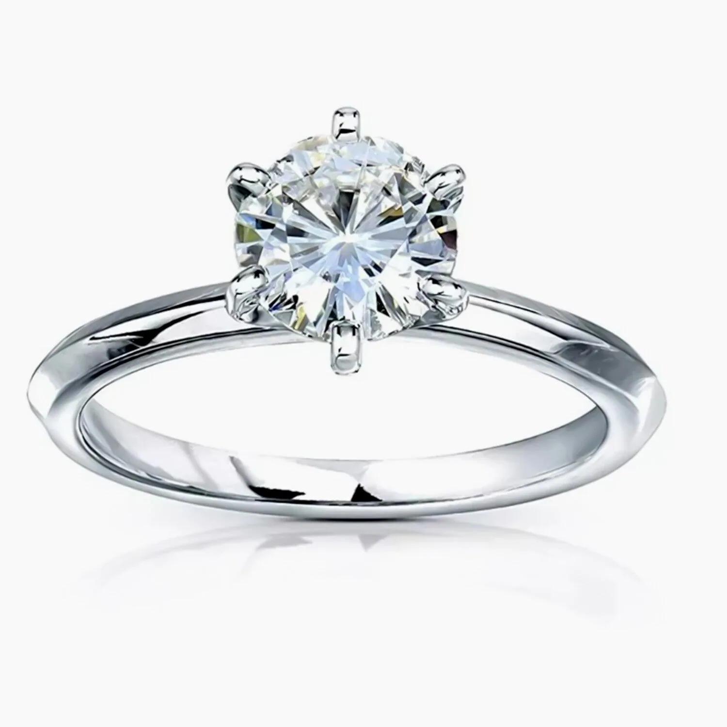 Certified 1.5ct VS1 GH White Moissanite Engagement Ring 18K Gold Plated