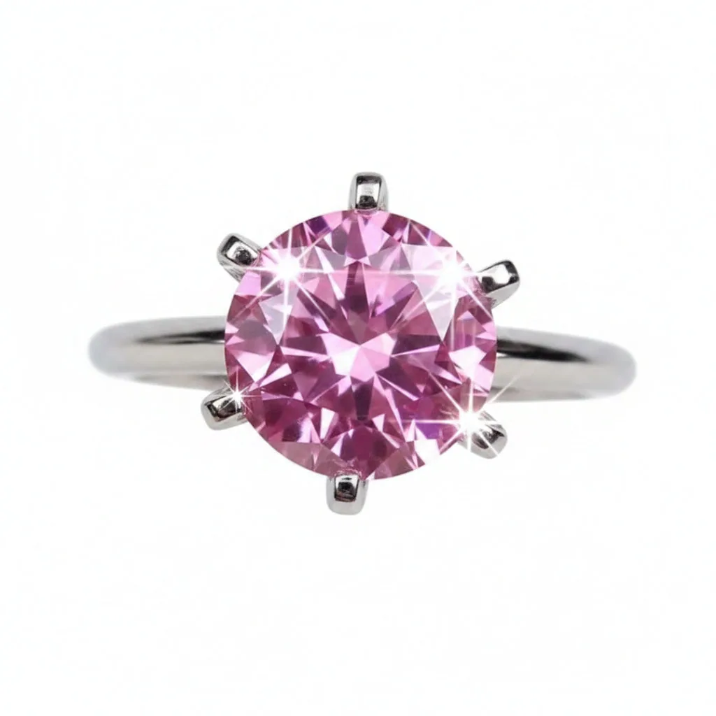 Certified 1.5ct VVS1 Pink Moissanite Engagement Ring 925 Sterling Silver 18K Gold Plated
