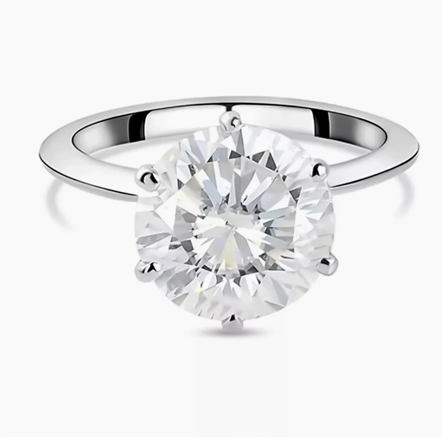 Certified 3ct VS1 White Moissanite Engagement Solitaire Ring 18K Gold Plated