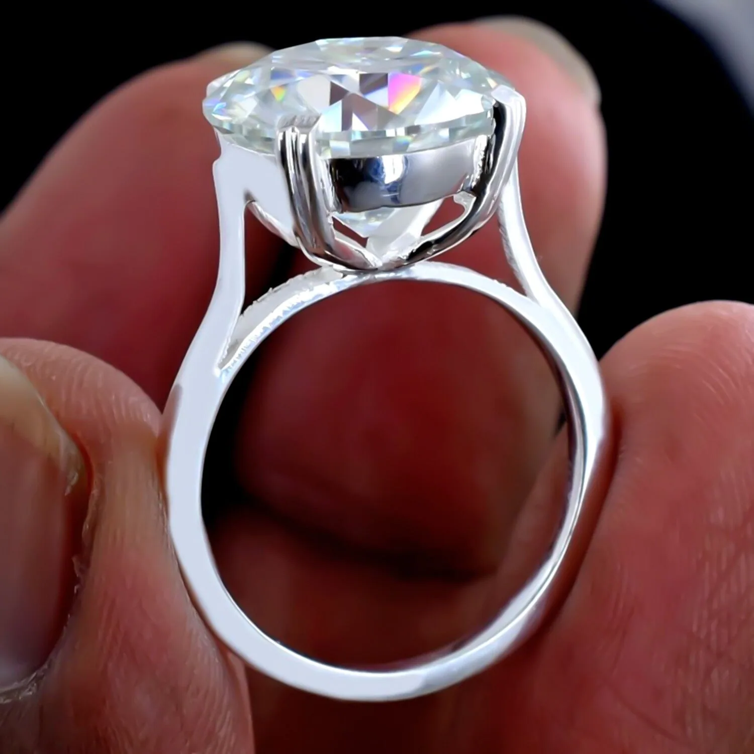 Certified 6.2ct VS1 White Moissanite Engagement Ring in 18K Gold Plated - view 4