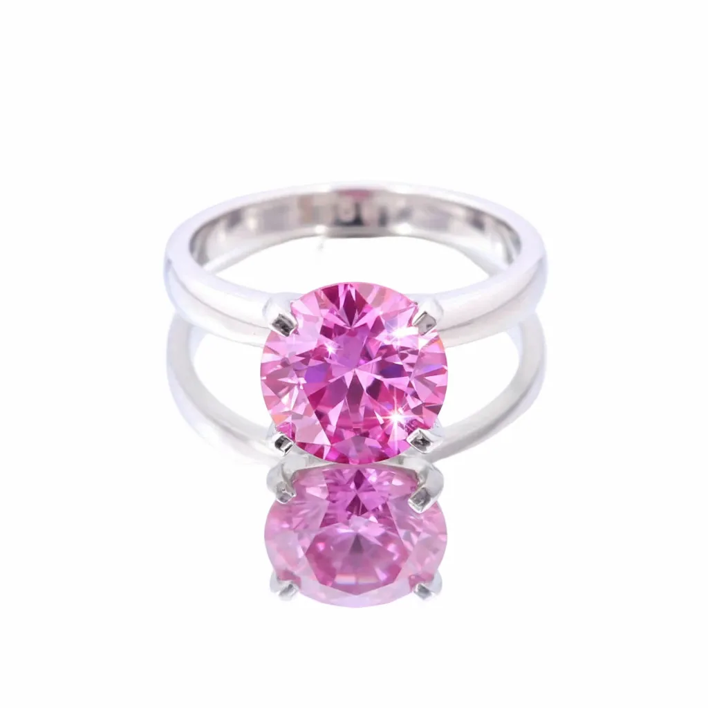 3.20ct VVS1 Pink Moissanite Ring Certified Gift For Women Love – 18K Gold Vermeil